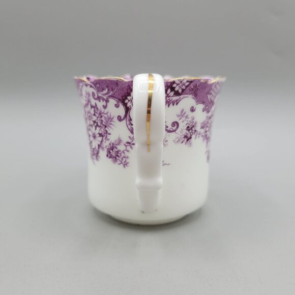 Vintage Ornate Purple Transferware Floral Porcelain Creamer With Gold Trim - Picture 2 of 8